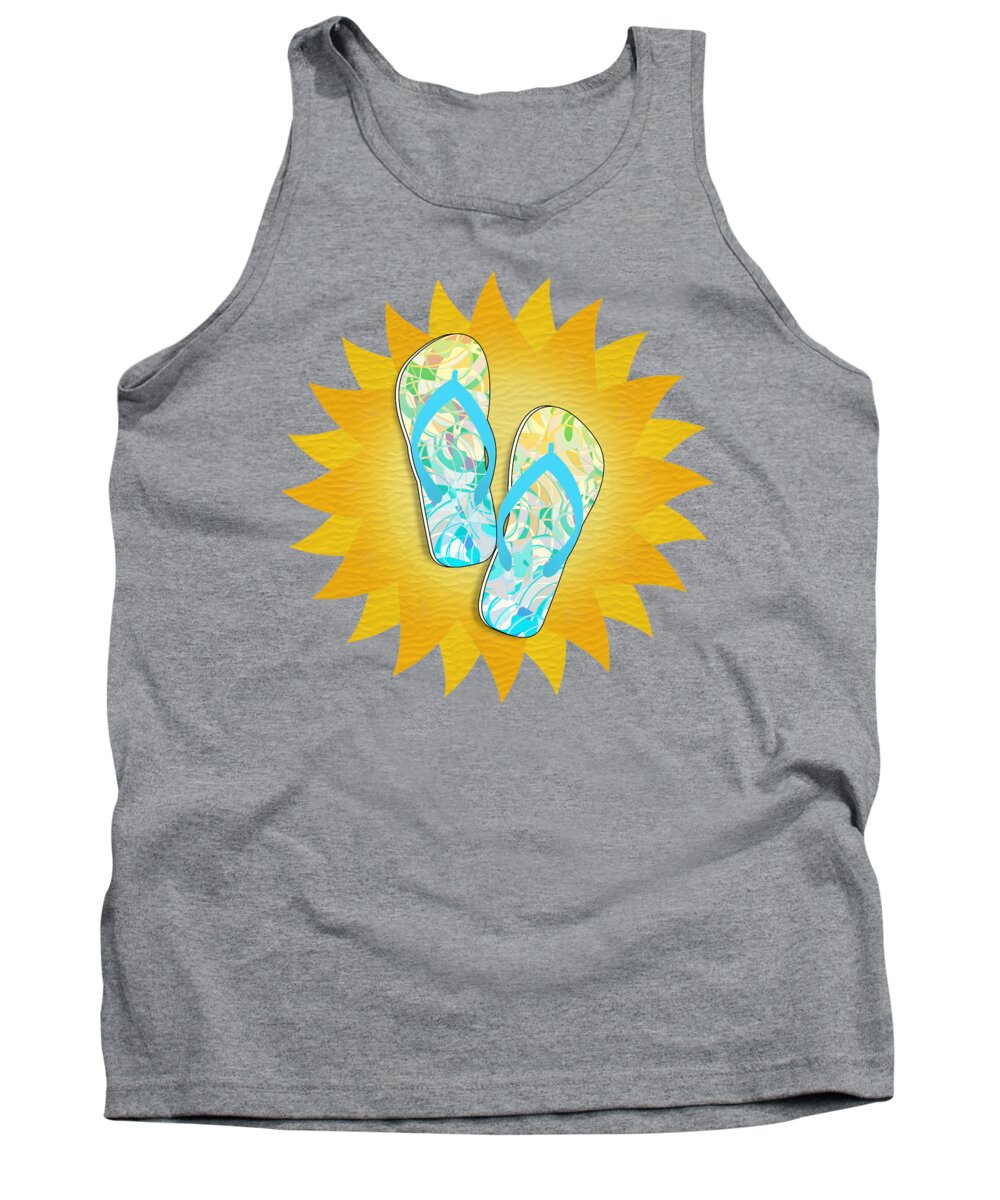  Tank Top featuring the mixed media Summer Sunshine and Blue Flip-Flops by Gravityx9 Designs