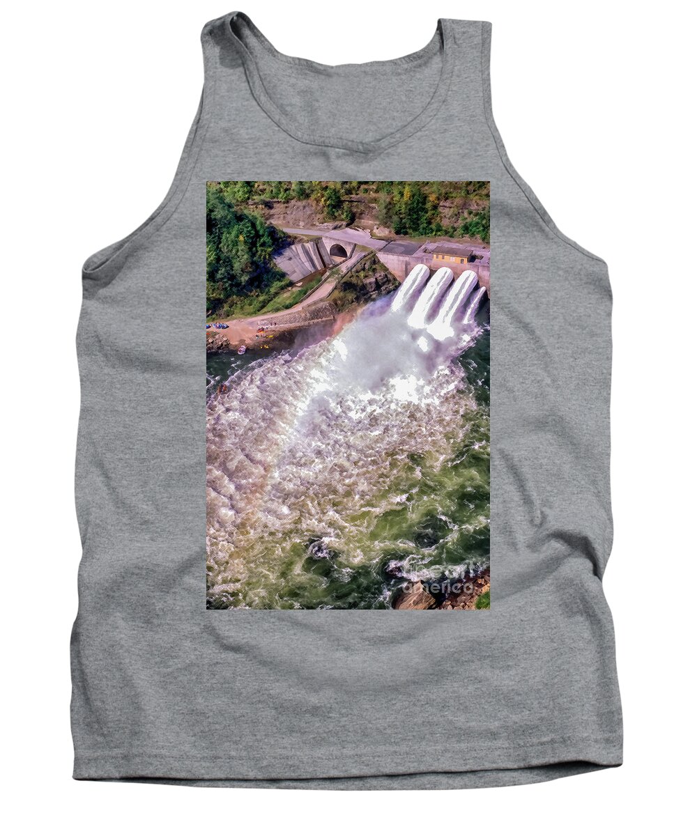 Tube Release Tank Top featuring the photograph Summersville Dam Tube Release Aerial View by Thomas R Fletcher