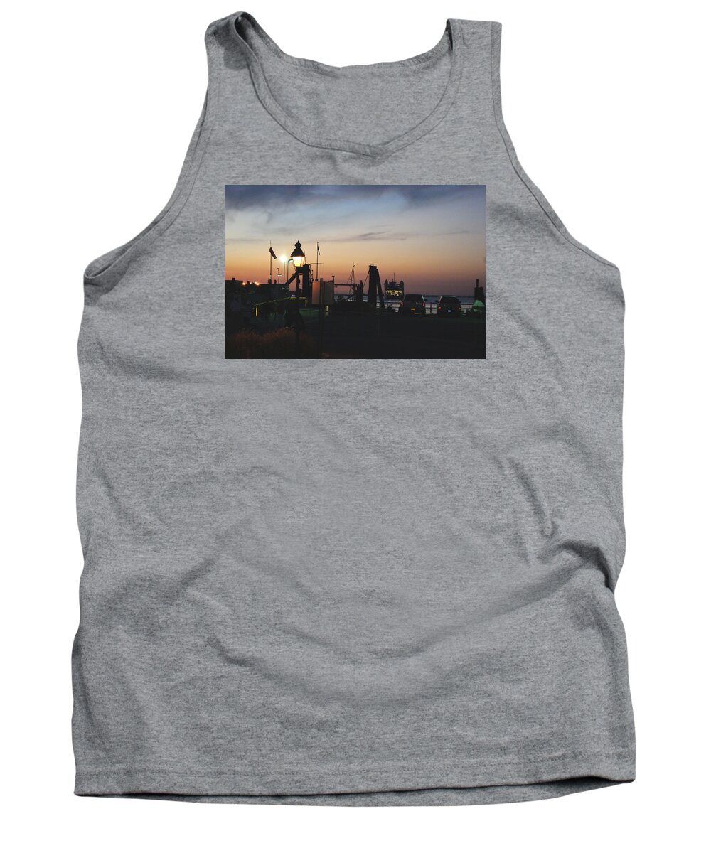 Harbor Tank Top featuring the photograph Sundown at the Harbor by Margie Avellino