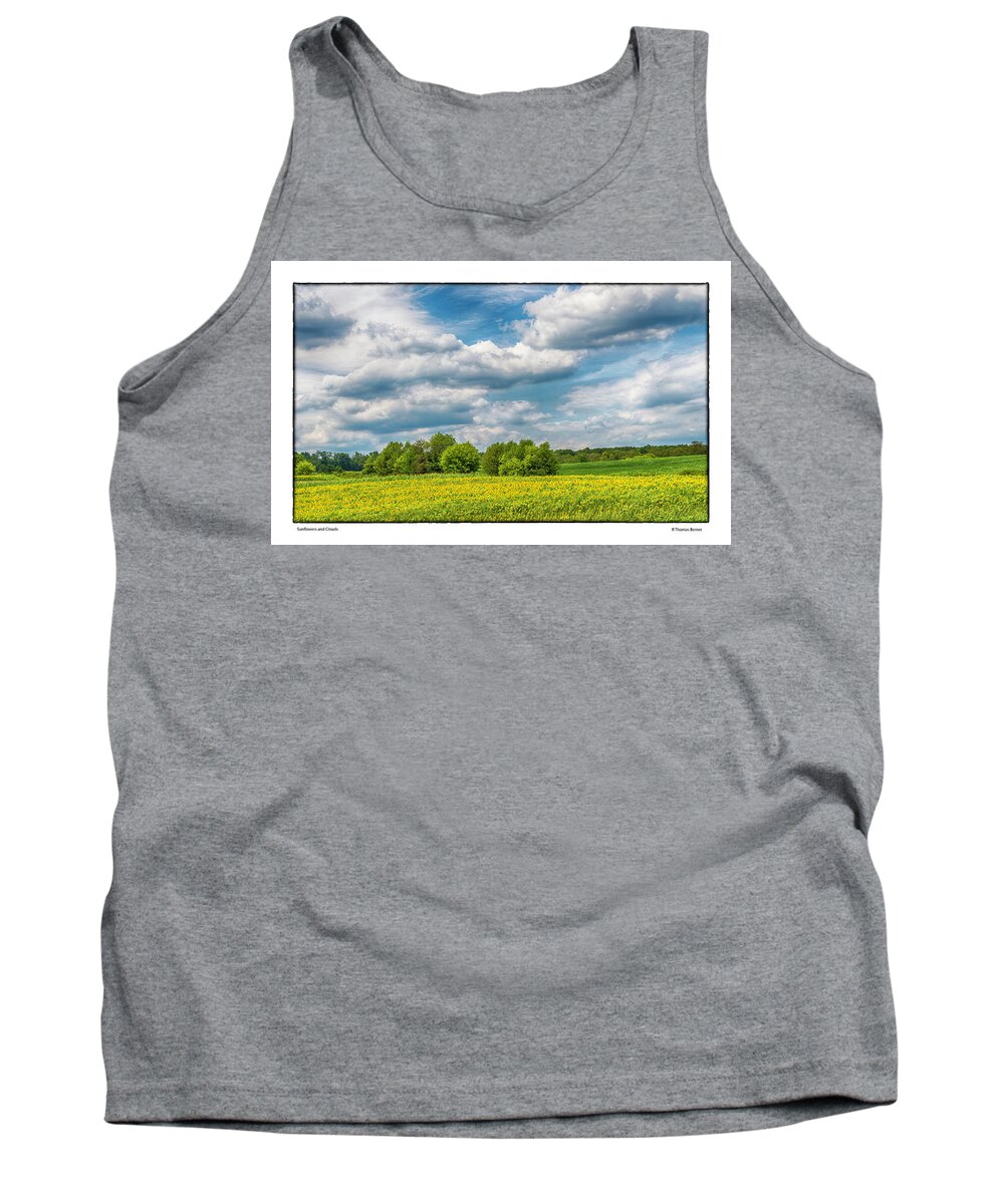 Sunflowers Tank Top featuring the photograph Sunflowers and Clouds by R Thomas Berner