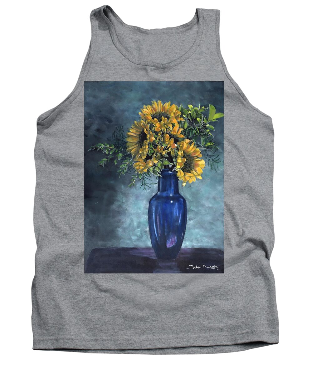 Sunflower Tank Top featuring the painting Sunflowers by John Neeve