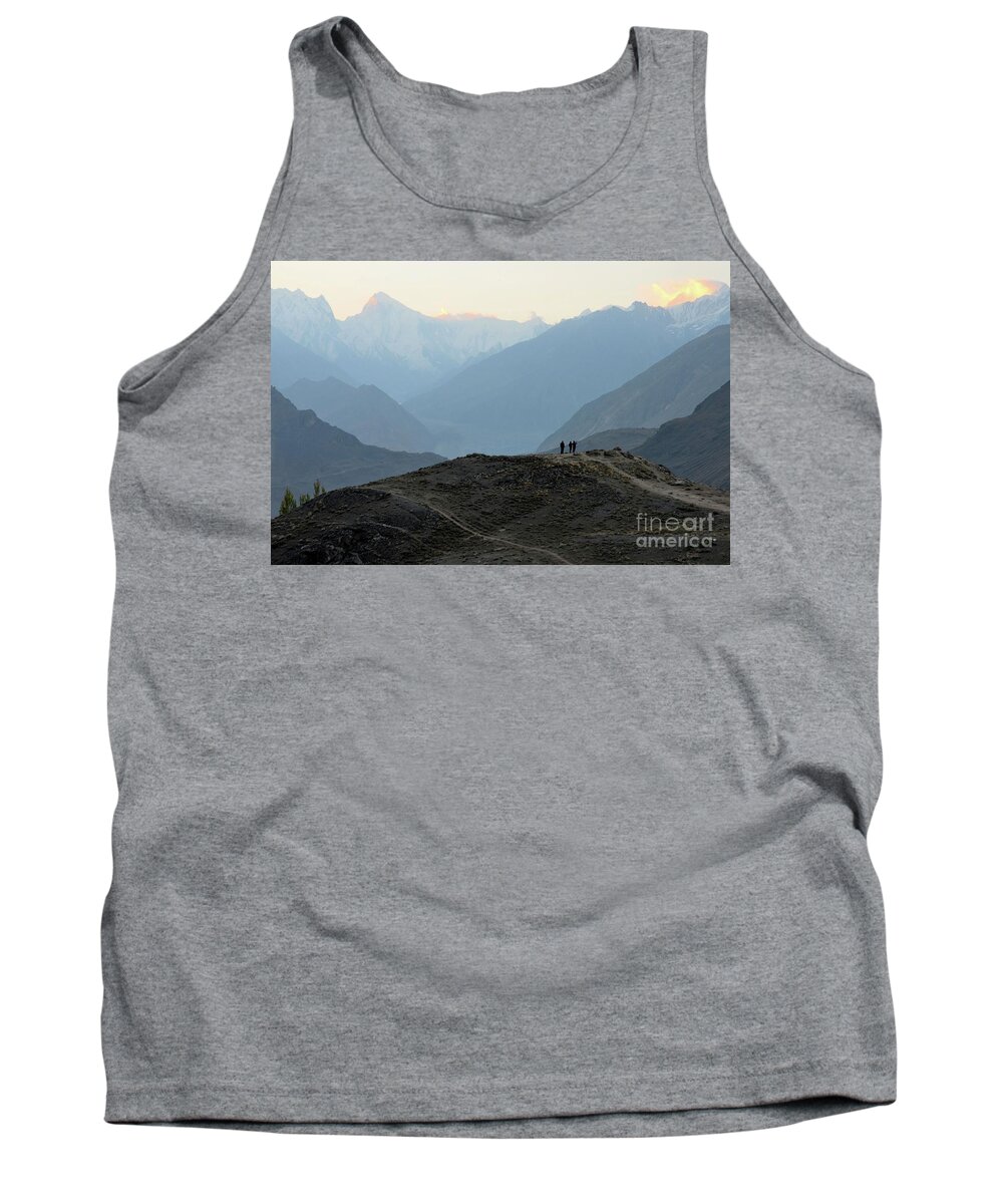 Mountains Tank Top featuring the photograph Sunrise among the Karakoram mountains in Hunza Valley Pakistan by Imran Ahmed