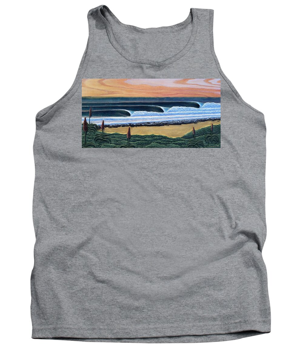 Seascape Tank Top featuring the painting Sunrise, Jeffreys Bay by Nathan Ledyard