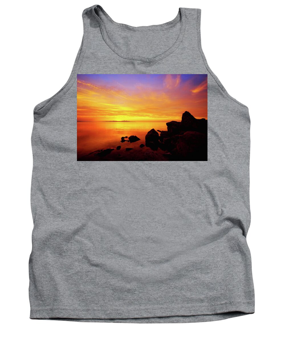 Sunset And Fire Tank Top featuring the photograph Sunset and Fire by Chad Dutson