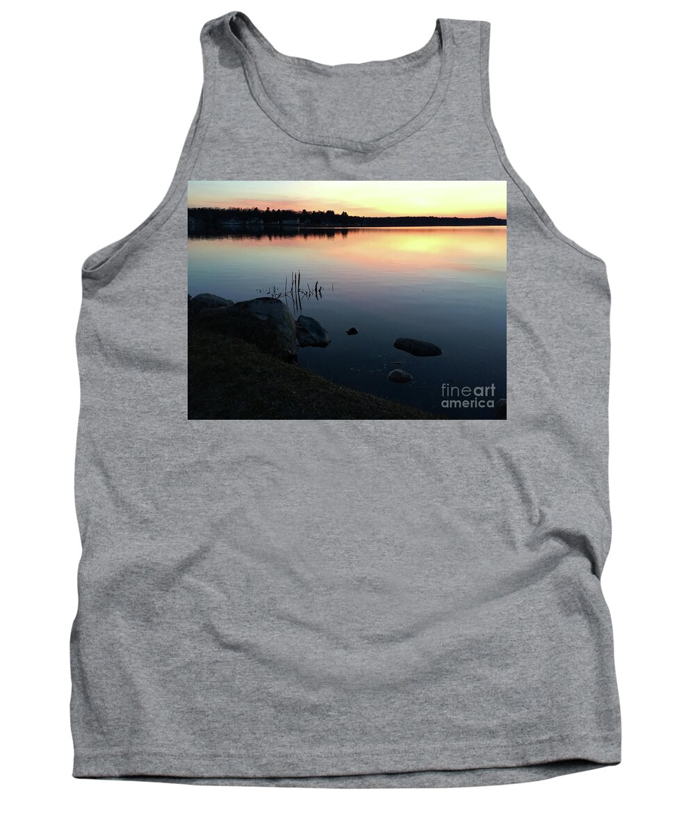 Pentwater Tank Top featuring the photograph Sunset at Pentwater Lake by Laura Kinker