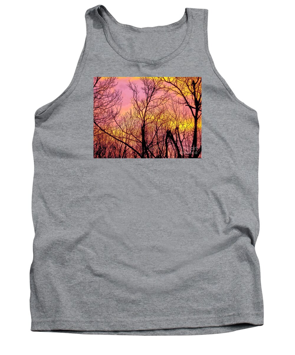Sunset Sunsets Sky Color Tree Trees Craig Walters Photo Photograph Tank Top featuring the photograph Sunset Through the Trees by Craig Walters