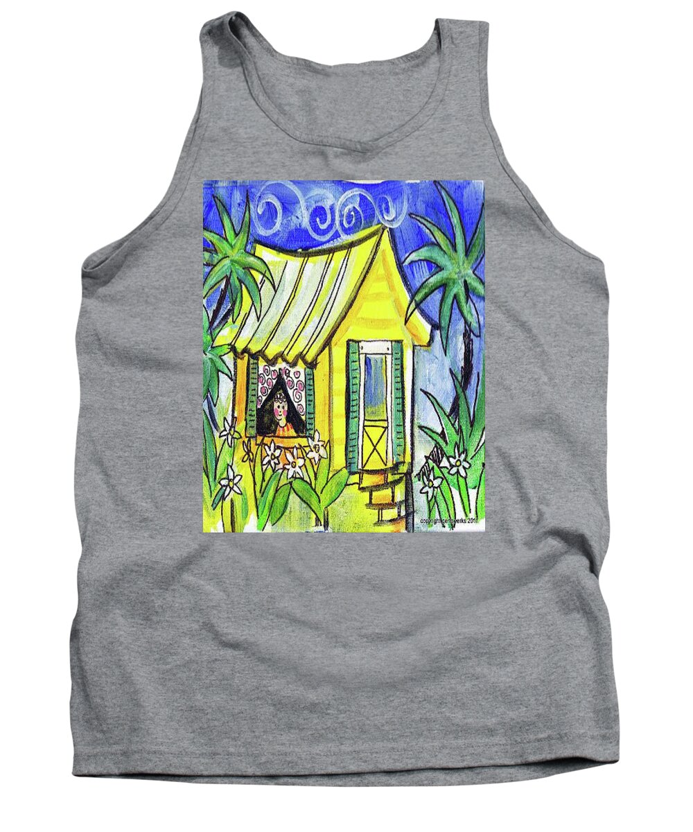 Cottage Tank Top featuring the painting Sunshine Cottage by Gertrude Palmer