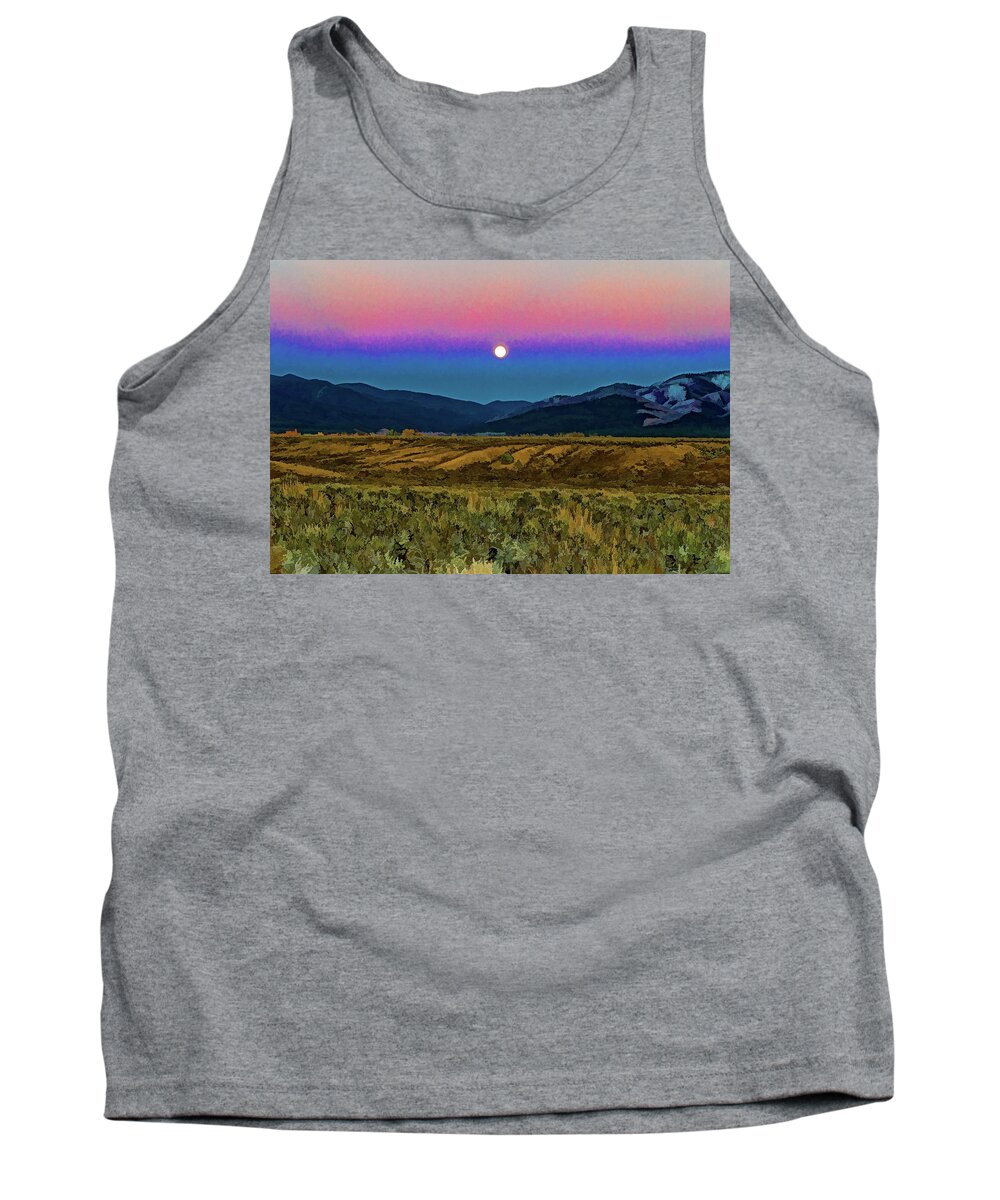 Santa Tank Top featuring the photograph Super moon over Taos by Charles Muhle