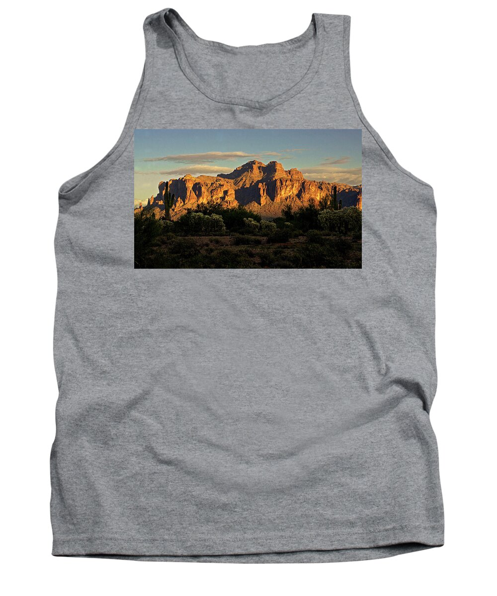 Superstition Mountains Tank Top featuring the photograph Superstitions at Sunset by Saija Lehtonen