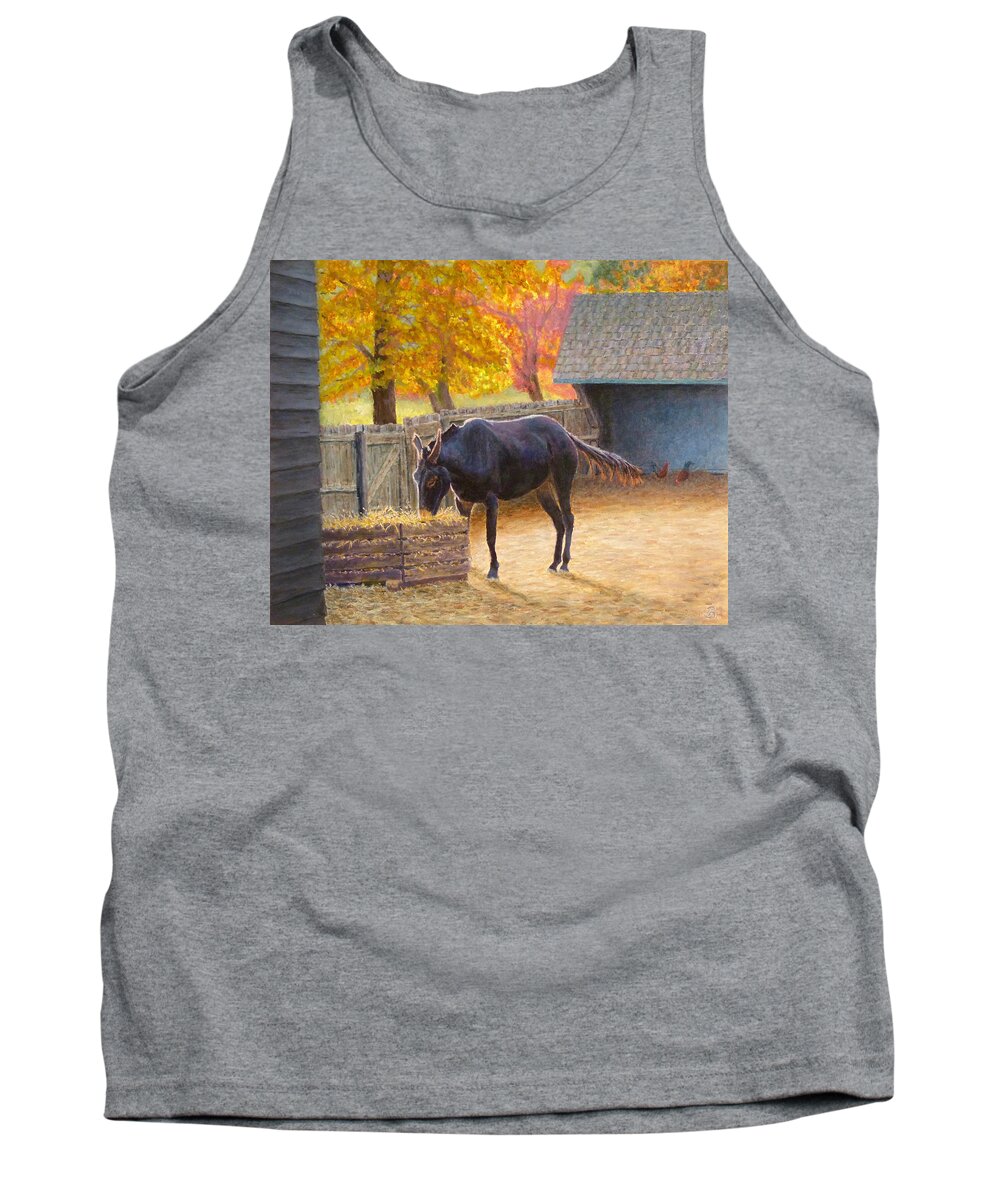 Barn Yard Tank Top featuring the painting Supper Time by Joe Bergholm