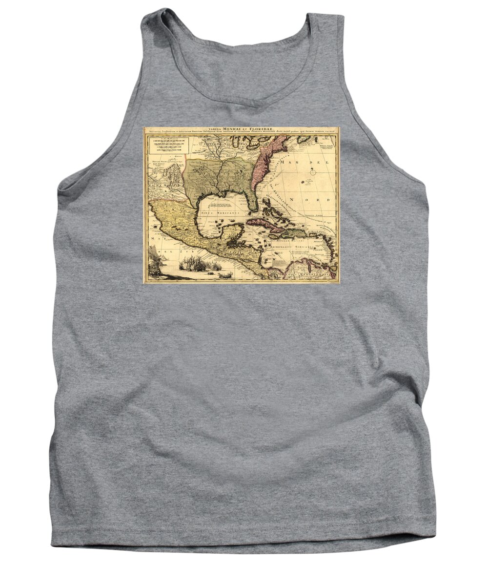 Texas Tank Top featuring the digital art Tabula Mexicae et Floridae 1710 by Texas Map Store