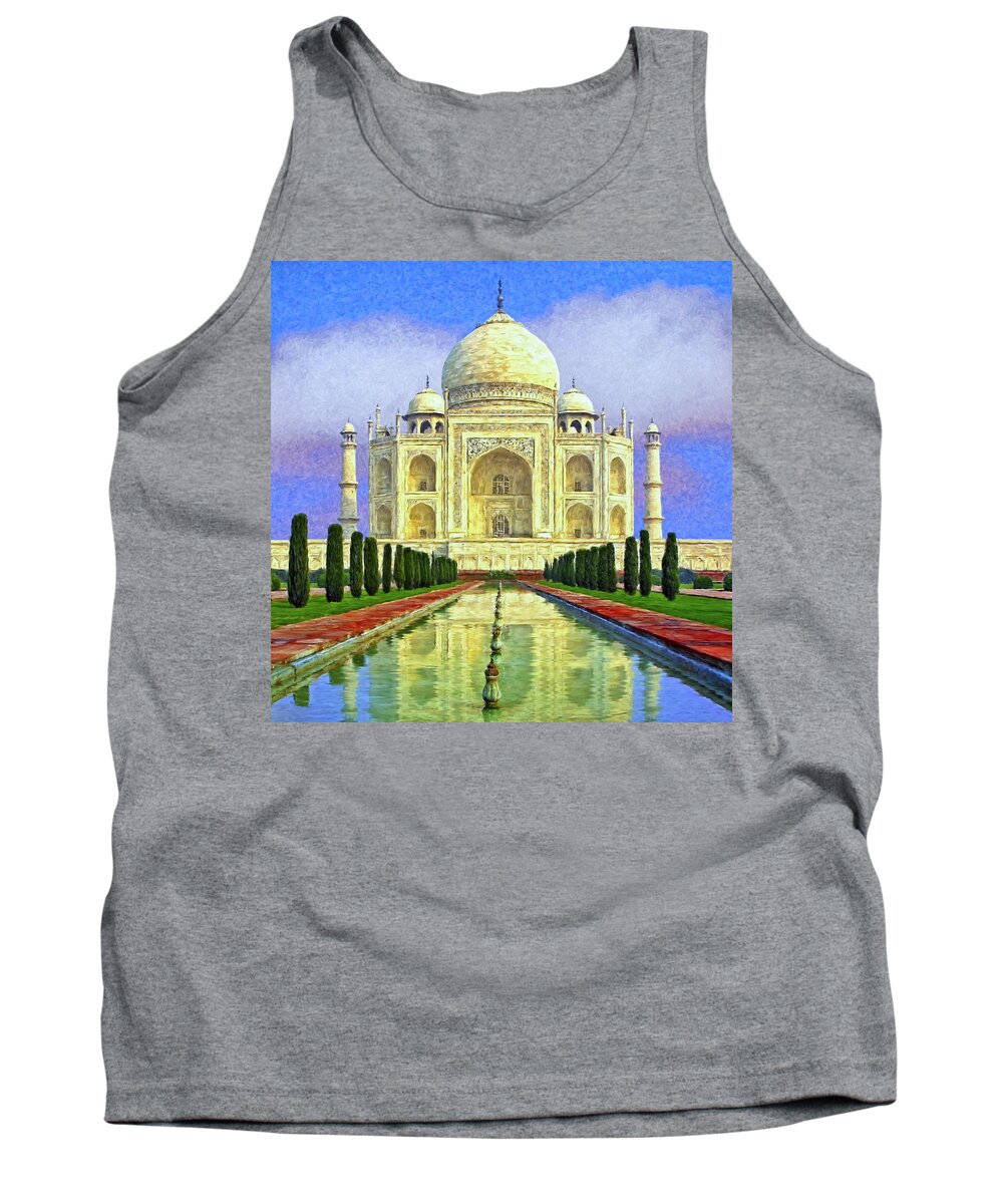 Taj Mahal Tank Top featuring the painting Taj Mahal Morning by Dominic Piperata