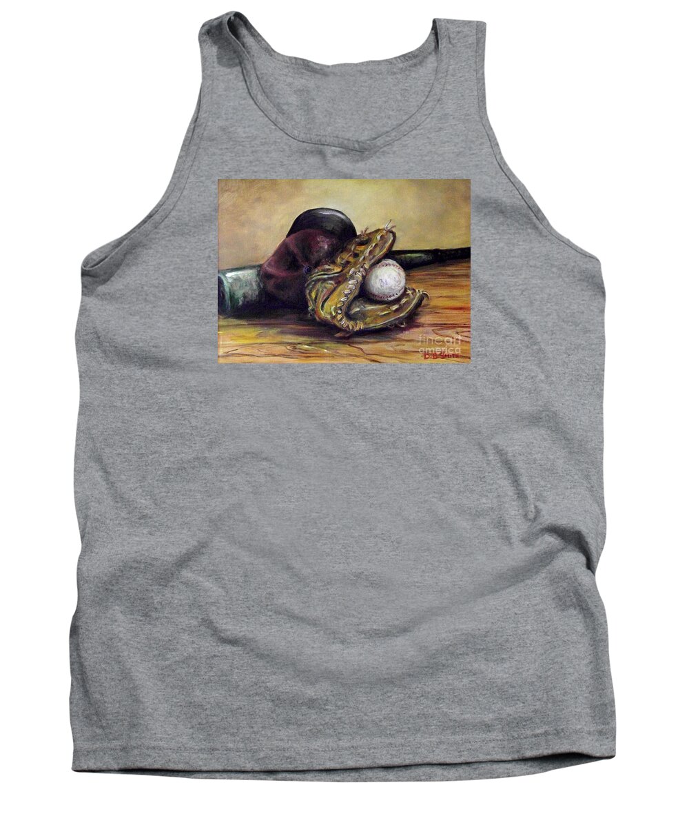 Base Ball Cap Tank Top featuring the painting Take Me Out to the Ball Game by Deborah Smith