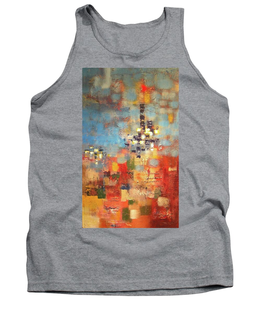 Contemporary Abstract Tank Top featuring the painting Tall Building by Dennis Ellman