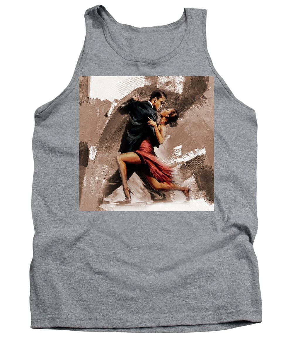 Flamenco Tank Top featuring the painting Tango Couple Dance art by Gull G