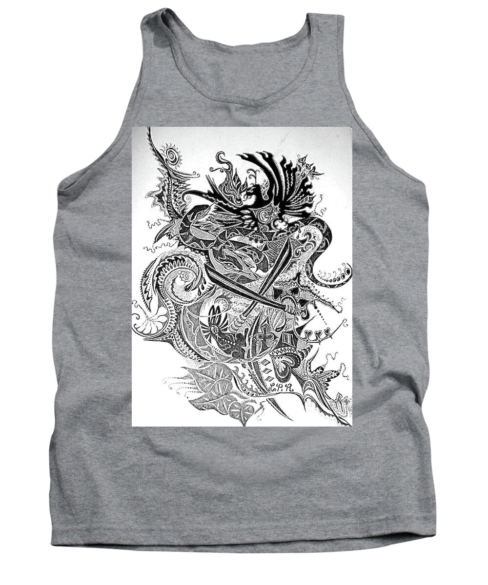 Abstract Tank Top featuring the drawing Tattoo design, Imperial Costa Rica by Leizel Grant