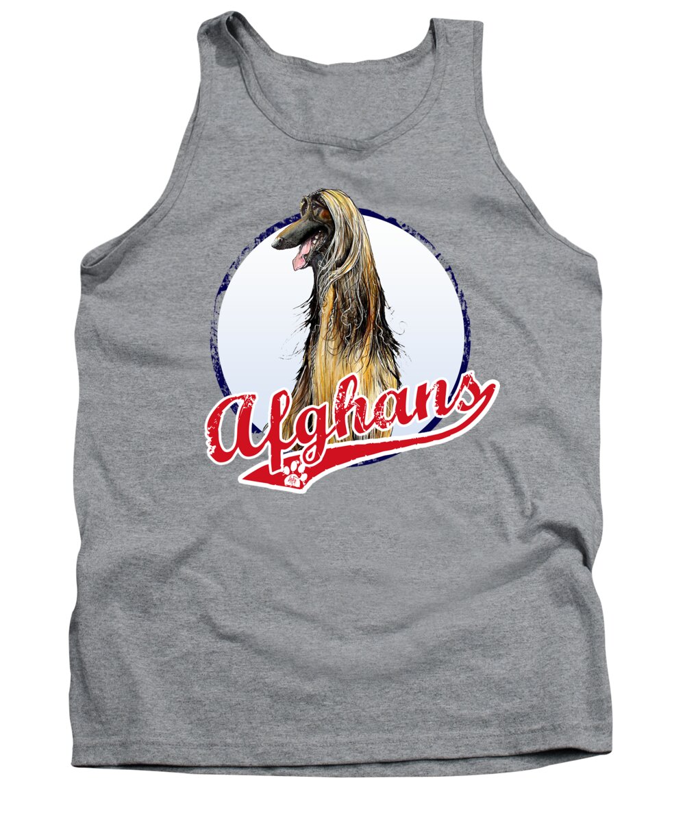 Afghan Hound Tank Top featuring the drawing Team Afghan Hound by Canine Caricatures By John LaFree