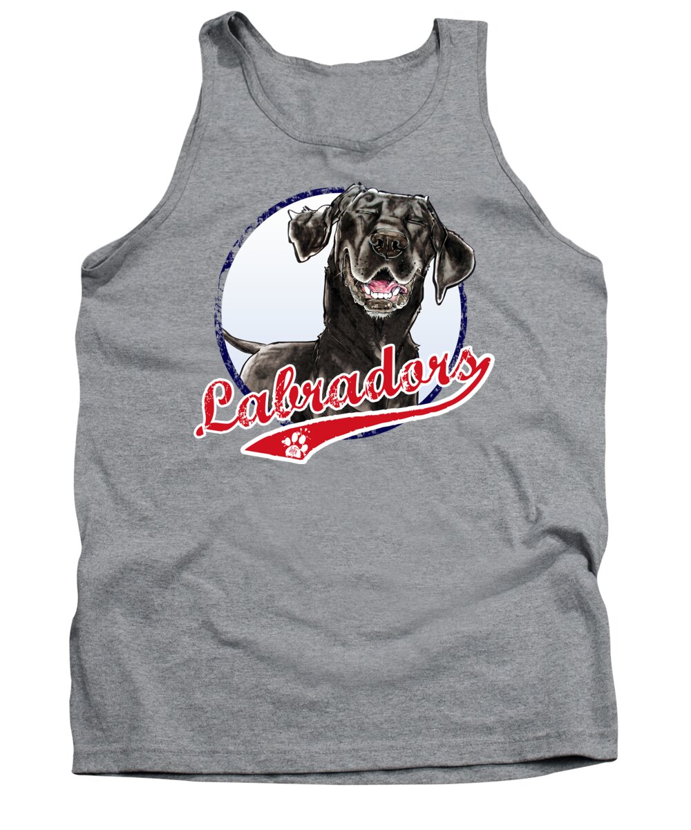 Baseball Tank Top featuring the drawing Team Black Lab by Canine Caricatures By John LaFree