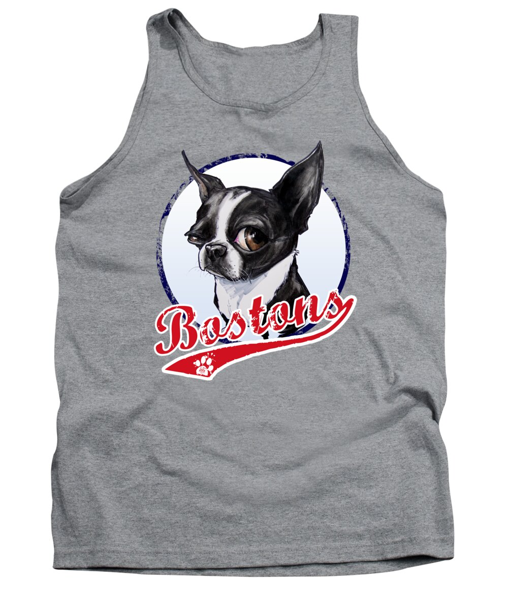 Baseball Tank Top featuring the photograph Team Boston Terrier by Canine Caricatures By John LaFree