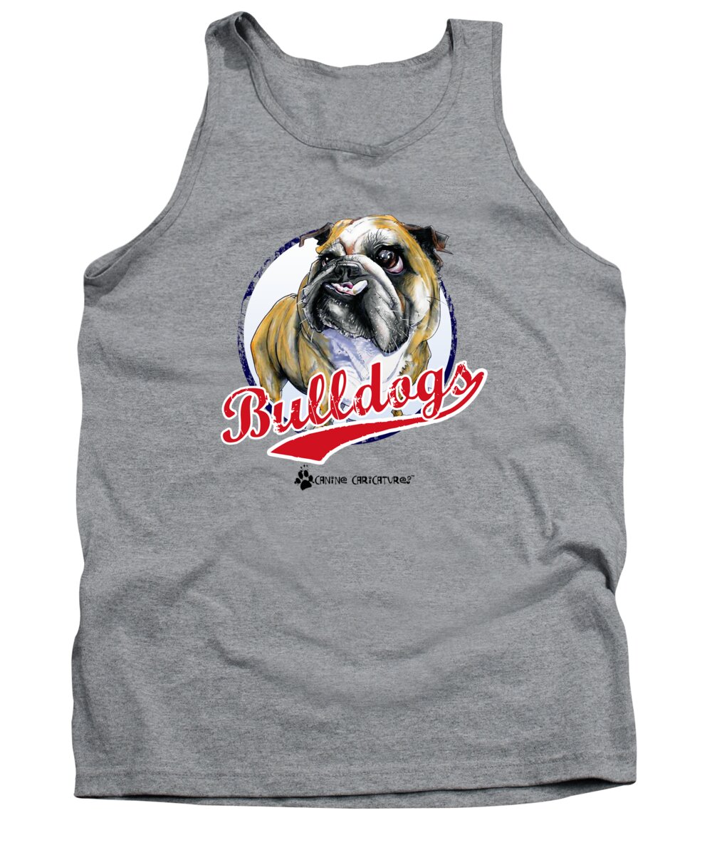English Bulldog Tank Top featuring the drawing Team Bulldog by Canine Caricatures By John LaFree