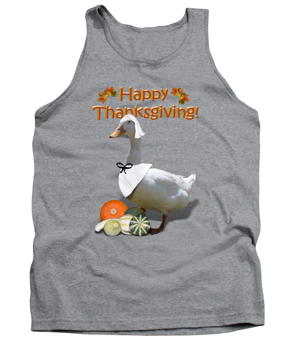 Thanksgiving Tank Top featuring the mixed media Thanksgiving Pilgrim Duck by Gravityx9 Designs