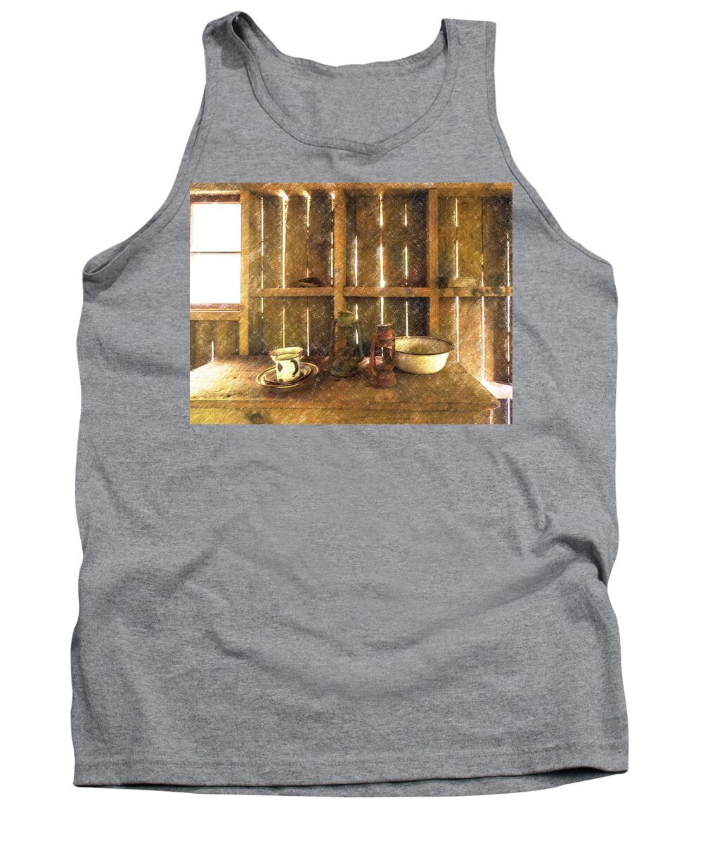 Draughty Tank Top featuring the digital art The Abandoned Cabin by Steve Taylor