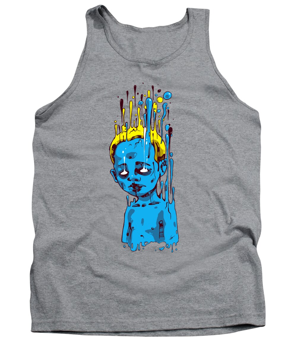 Ink Tank Top featuring the digital art The Blue Boy with Golden Hair by Lukas Brezak
