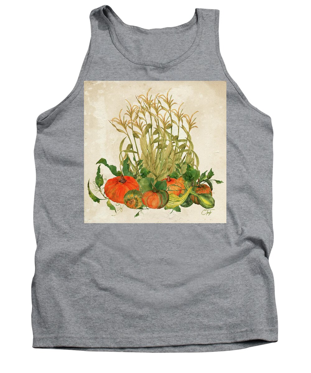Pumpkins Tank Top featuring the mixed media The Bountiful Harvest by Colleen Taylor