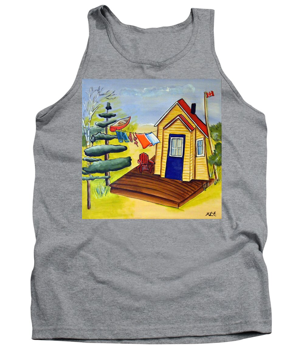 Abstract Tank Top featuring the painting The Canoe by Heather Lovat-Fraser
