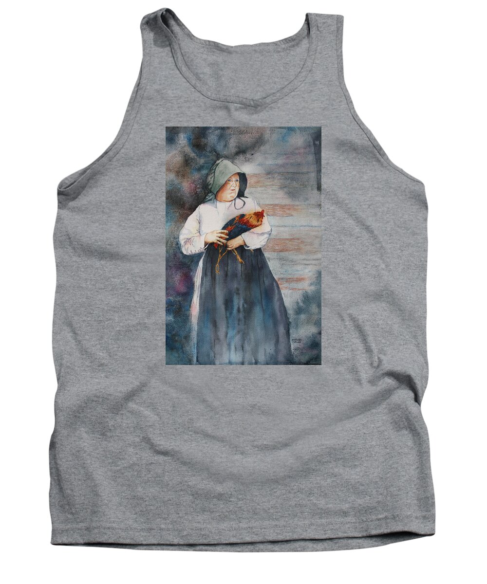 Rooster. Pioneer Woman Tank Top featuring the painting The Capture of Beauregard by Patsy Sharpe