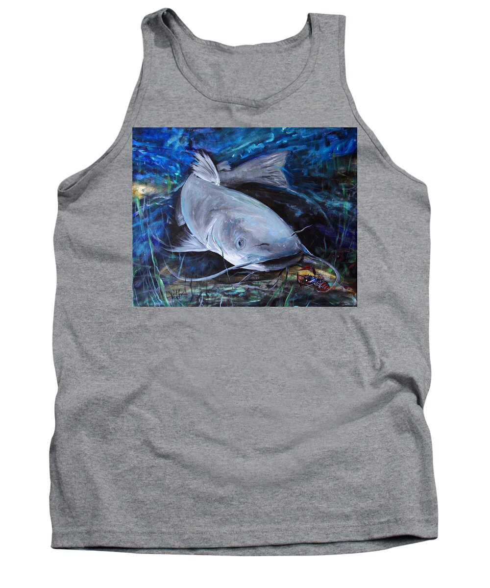 Crayfish Tank Top featuring the painting The Catfish and the Crawdad by J Vincent Scarpace