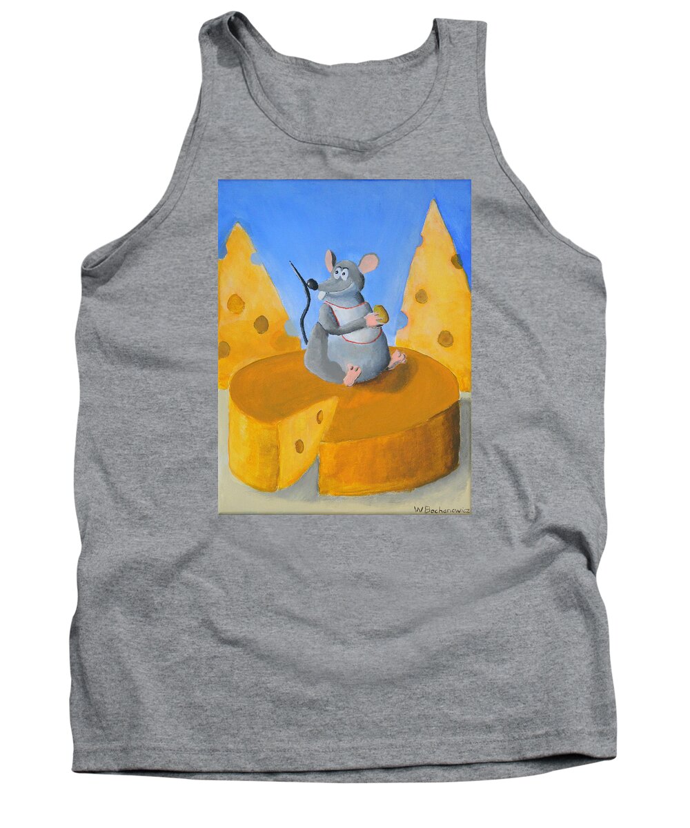 Cheese Rat Tank Top featuring the painting The Cheese Rat by Winton Bochanowicz