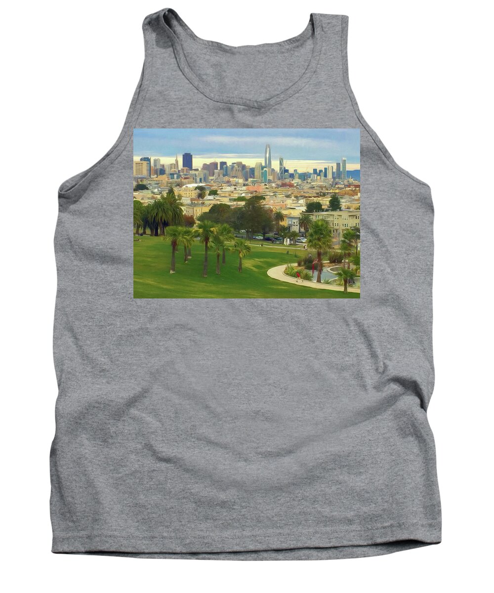 The City From Dolores Park Tank Top featuring the photograph The City from Dolores Park by Bonnie Follett