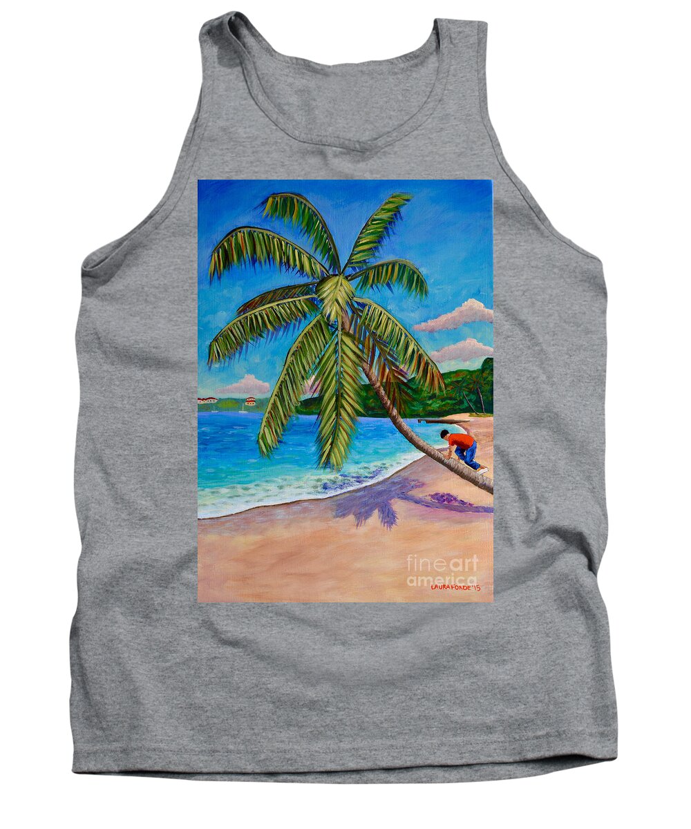Coconut Tree Tank Top featuring the painting The Climb by Laura Forde