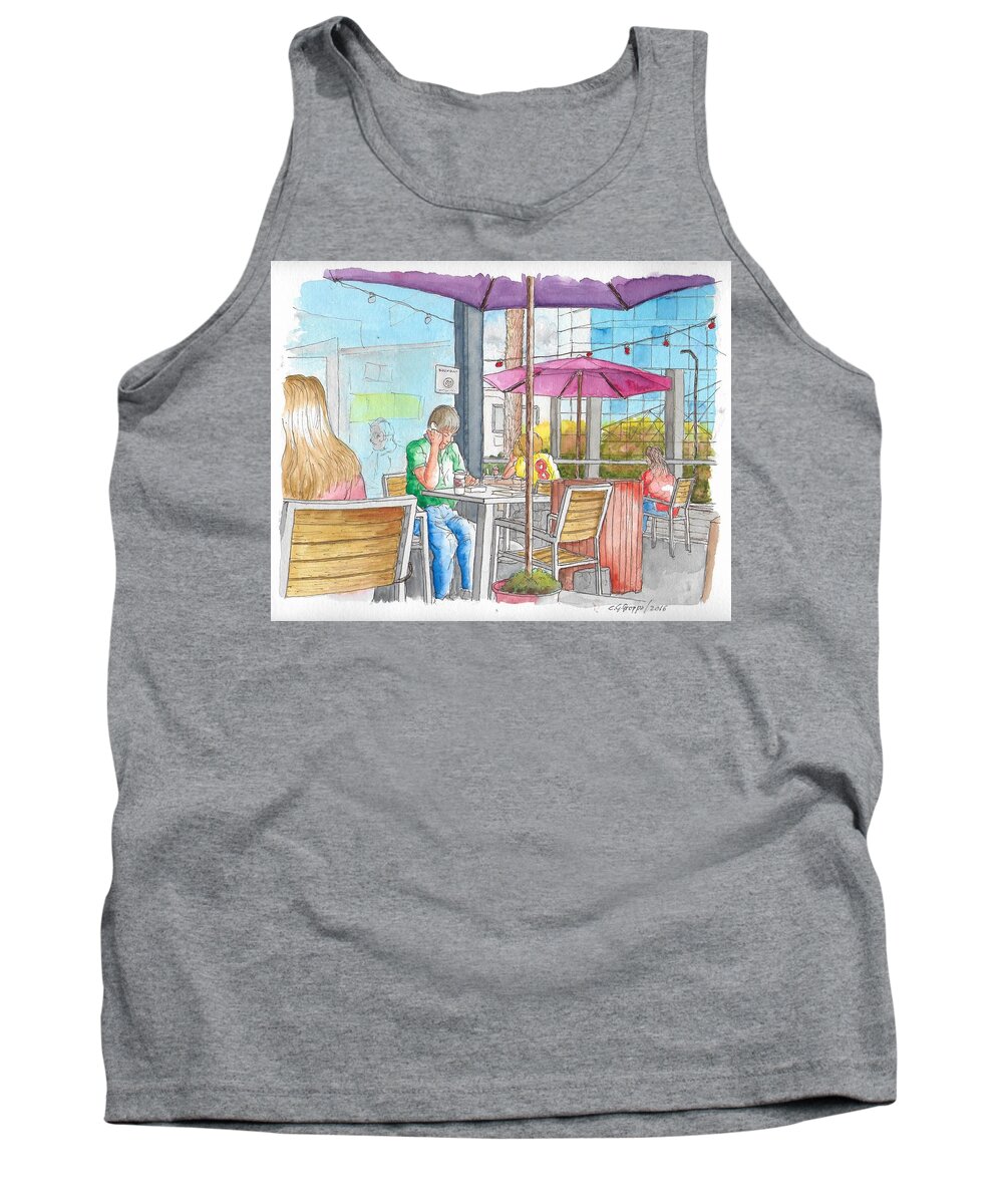 Coffee Bean Tank Top featuring the painting The Coffee Bean in Sunset Blvd acroos Directors Guild, West Hollywood, California by Carlos G Groppa