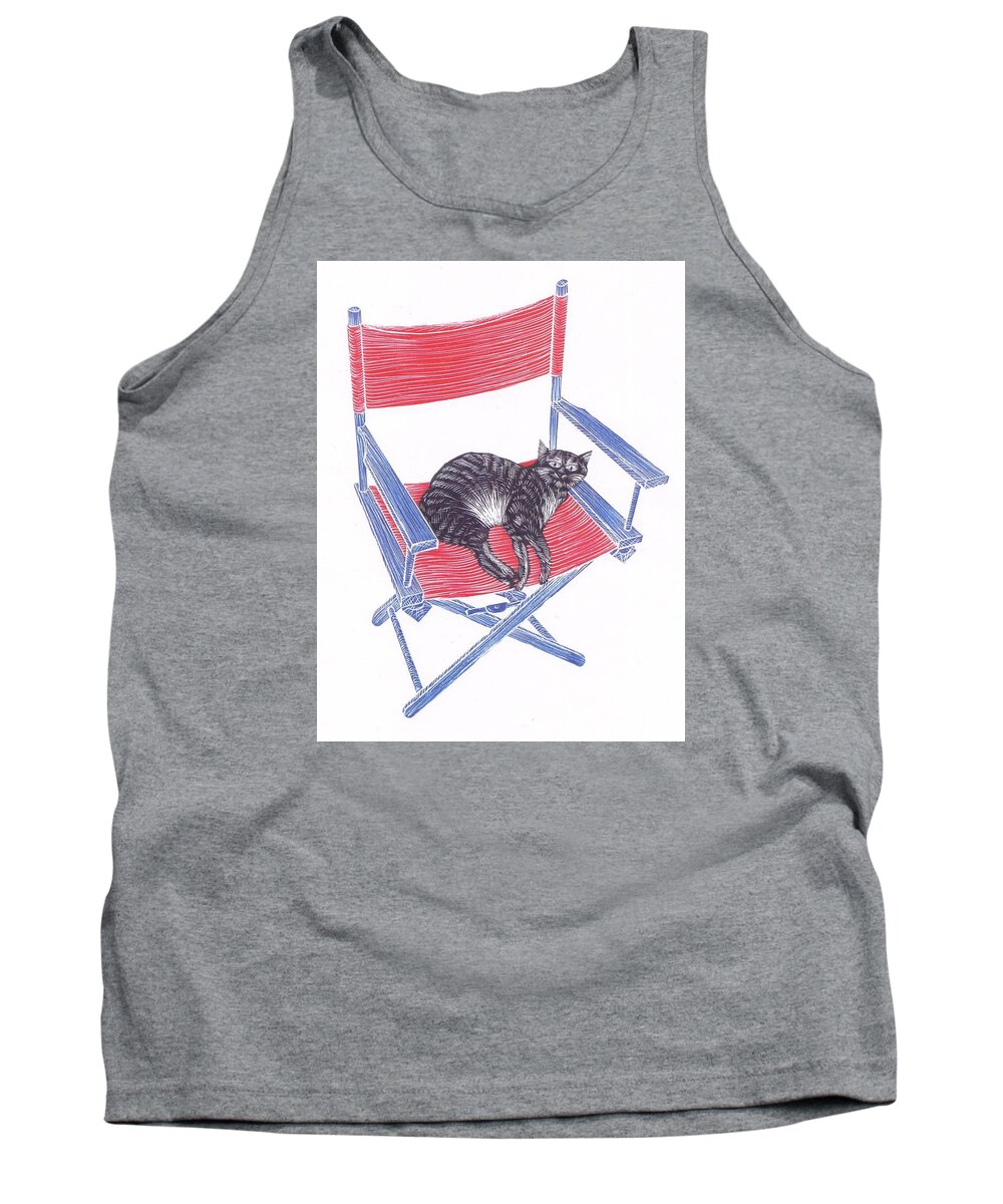 Cat Tank Top featuring the drawing The Director by Jim Harris