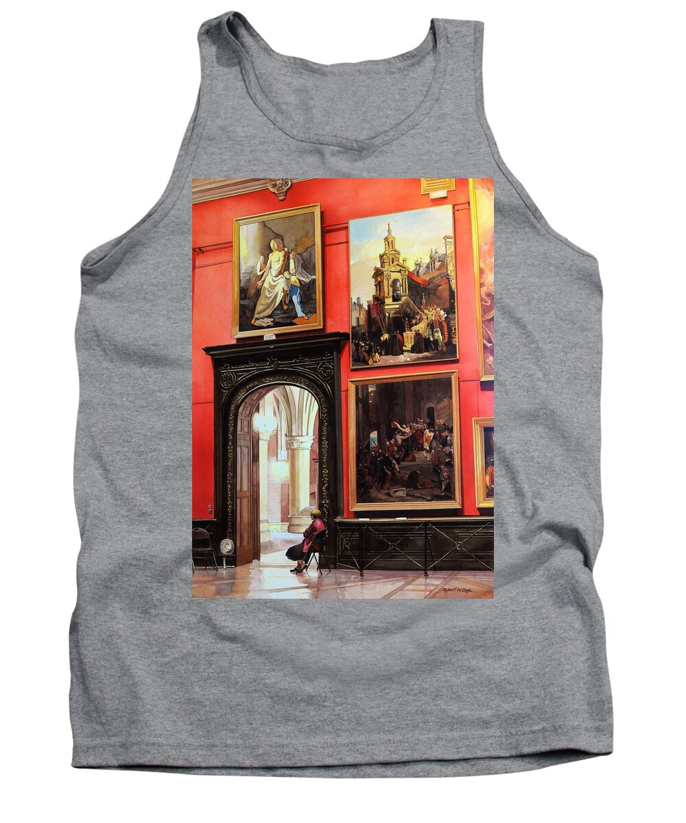 Museum Tank Top featuring the painting The Docent by Robert W Cook