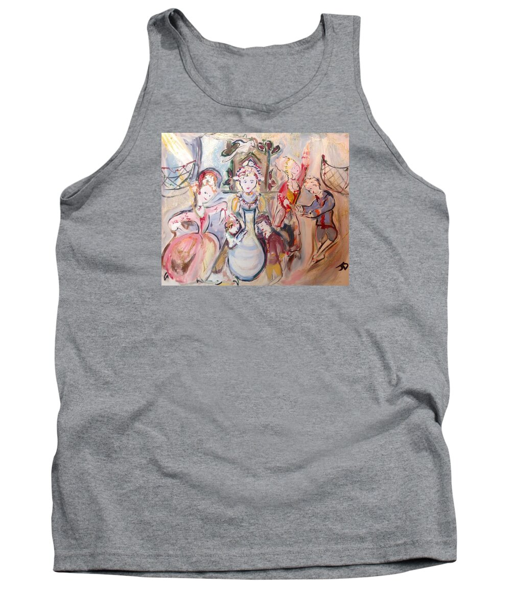 Factory Tank Top featuring the painting The dolls decorate the toy factory by Judith Desrosiers