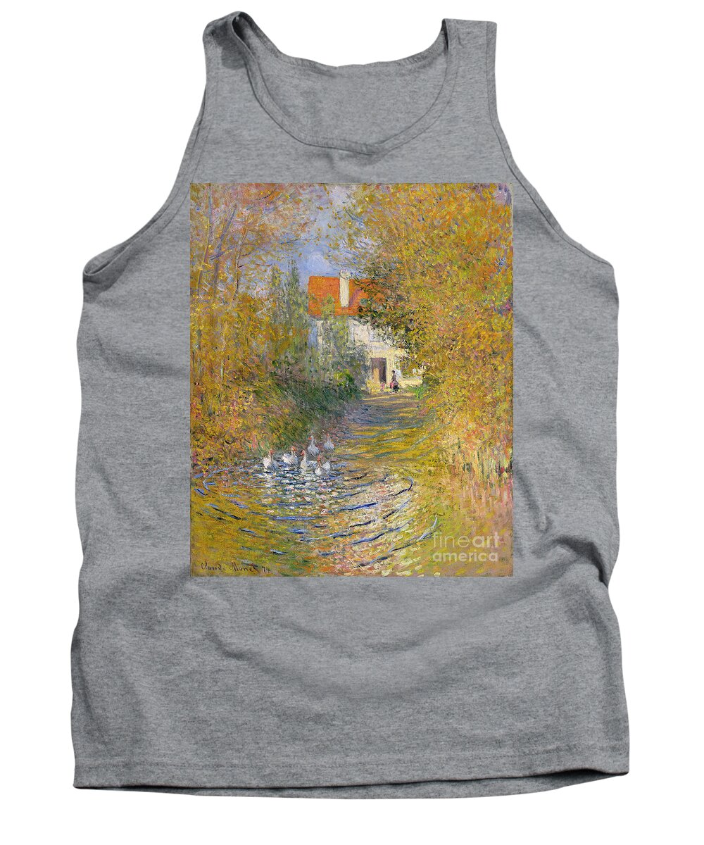 French Tank Top featuring the painting The Duck Pond by Claude Monet