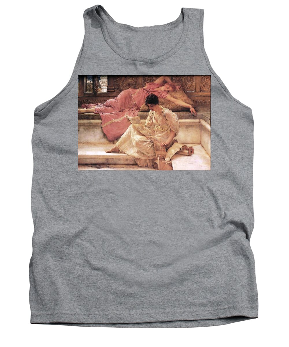 Sir Lawrence Alma Tameda Tank Top featuring the painting The favorite poet by Sumit Mehndiratta
