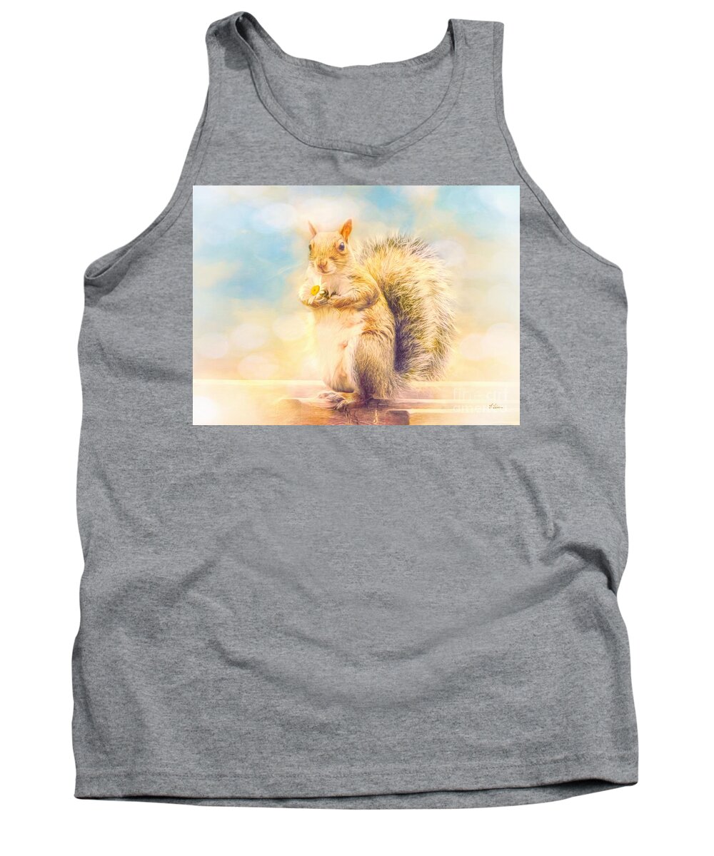 Squirrel Tank Top featuring the photograph The Flower Girl by Tina LeCour
