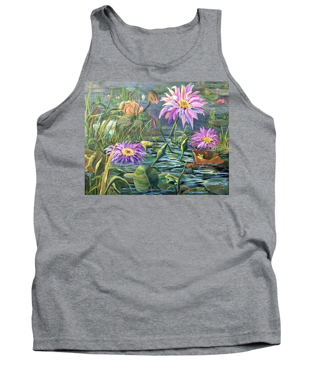 Frogs Tank Top featuring the painting The Frog Pond by Jane Ricker