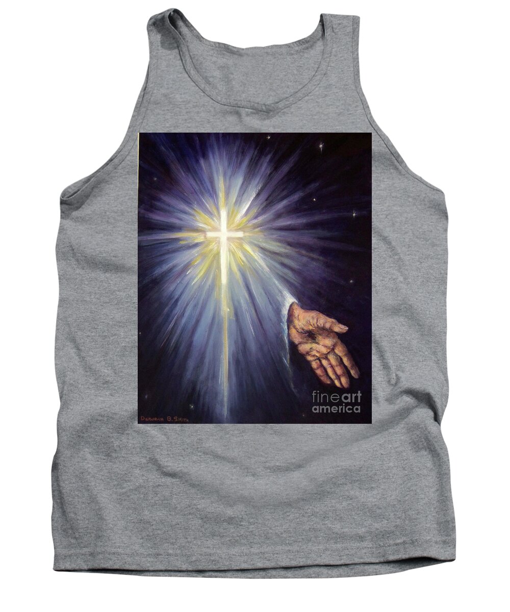 Christ's Hand Tank Top featuring the painting The Gift of the Saviour by Deborah Smith