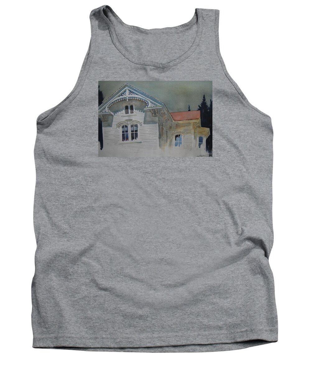 Berkshire Hills Paintings Tank Top featuring the painting the Ginger Bread House by Len Stomski