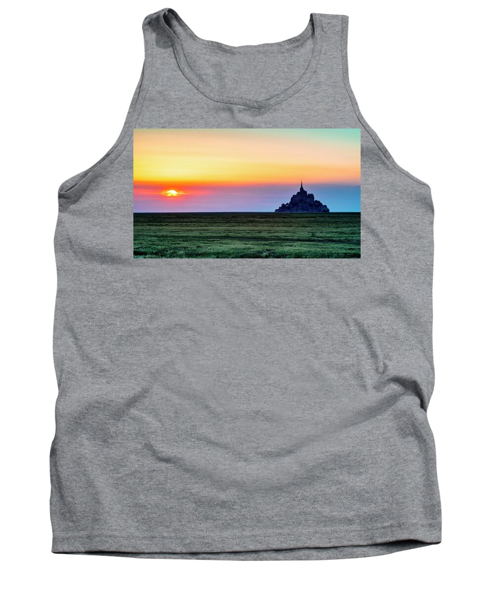 Abbey Tank Top featuring the photograph The Glow of Le Mont Saint-Michel at Sunset. by John Paul Cullen