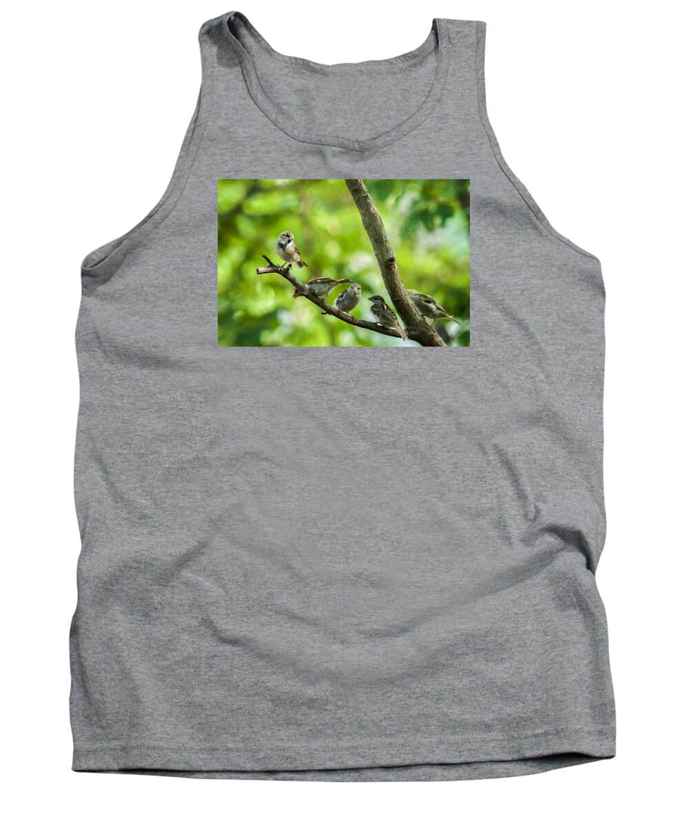 Birds Tank Top featuring the photograph The Gossip Branch by Cathy Kovarik