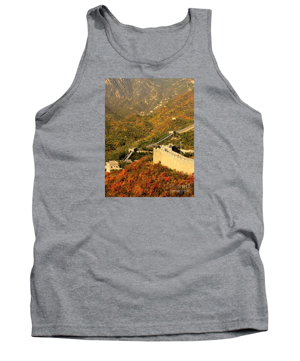 The Great Wall Of China Tank Top featuring the photograph The Great Wall with Fall Colors by Carol Groenen