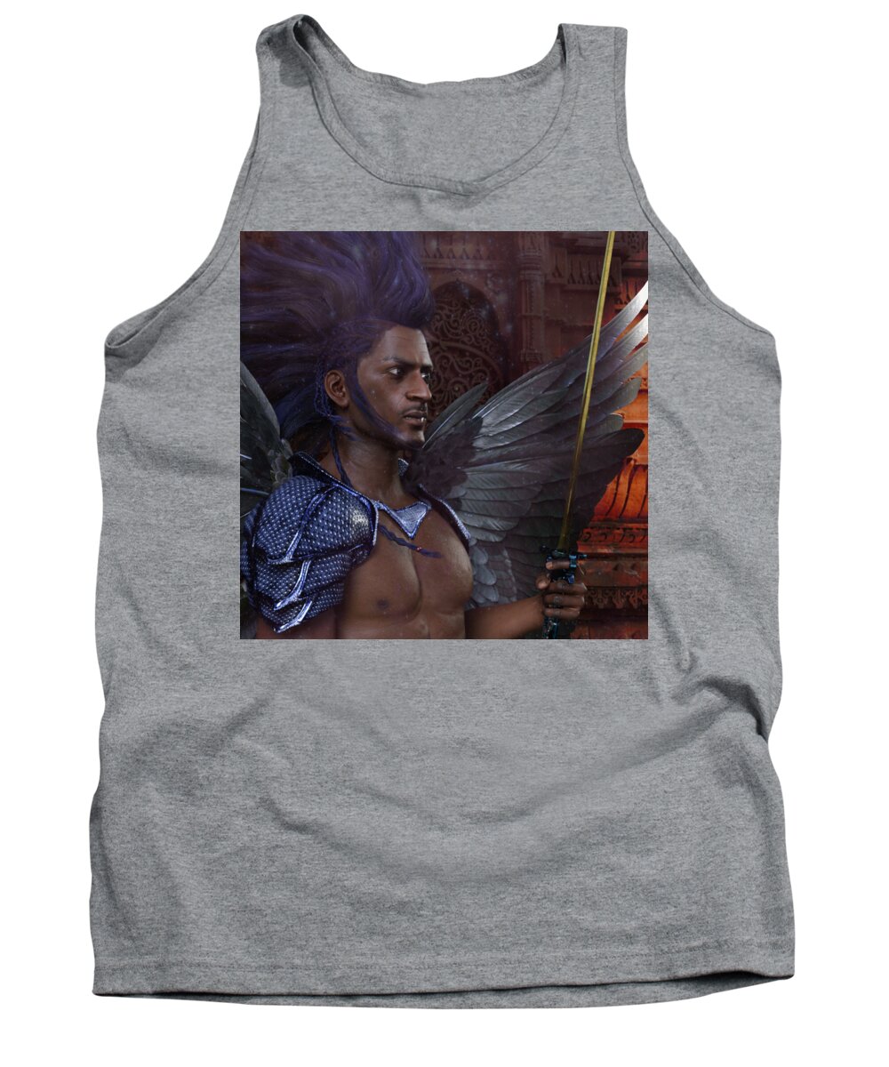Indian Angel Tank Top featuring the digital art The Guardian 3 by Suzanne Silvir