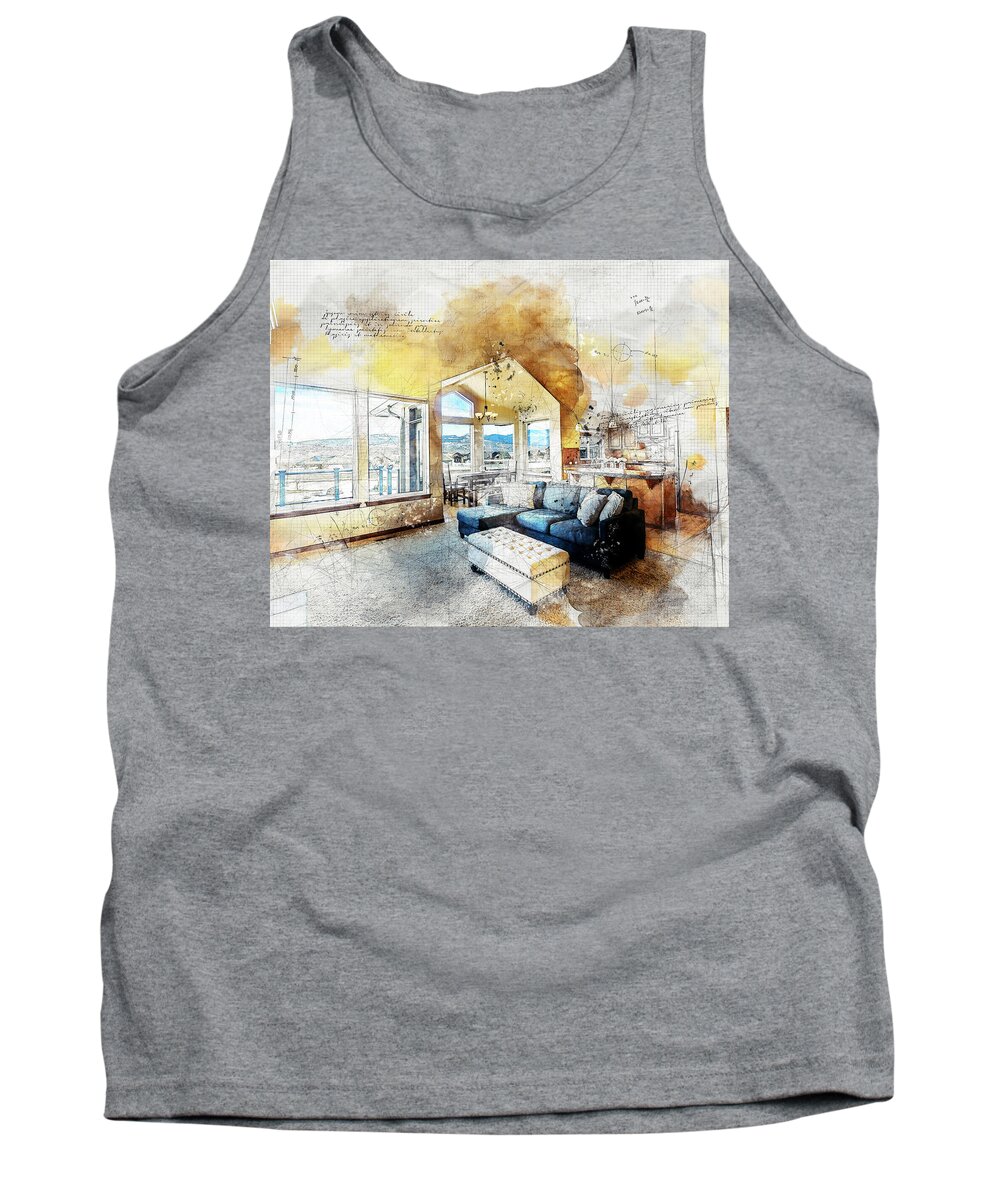 Living Room Tank Top featuring the digital art The Living Room by Anthony Murphy