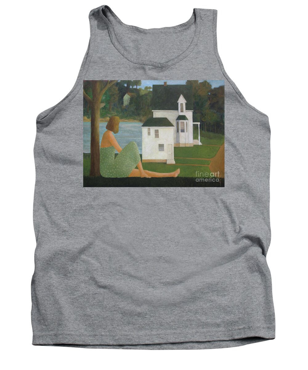 Lake Tank Top featuring the painting The Lonely Side of the Lake by Glenn Quist